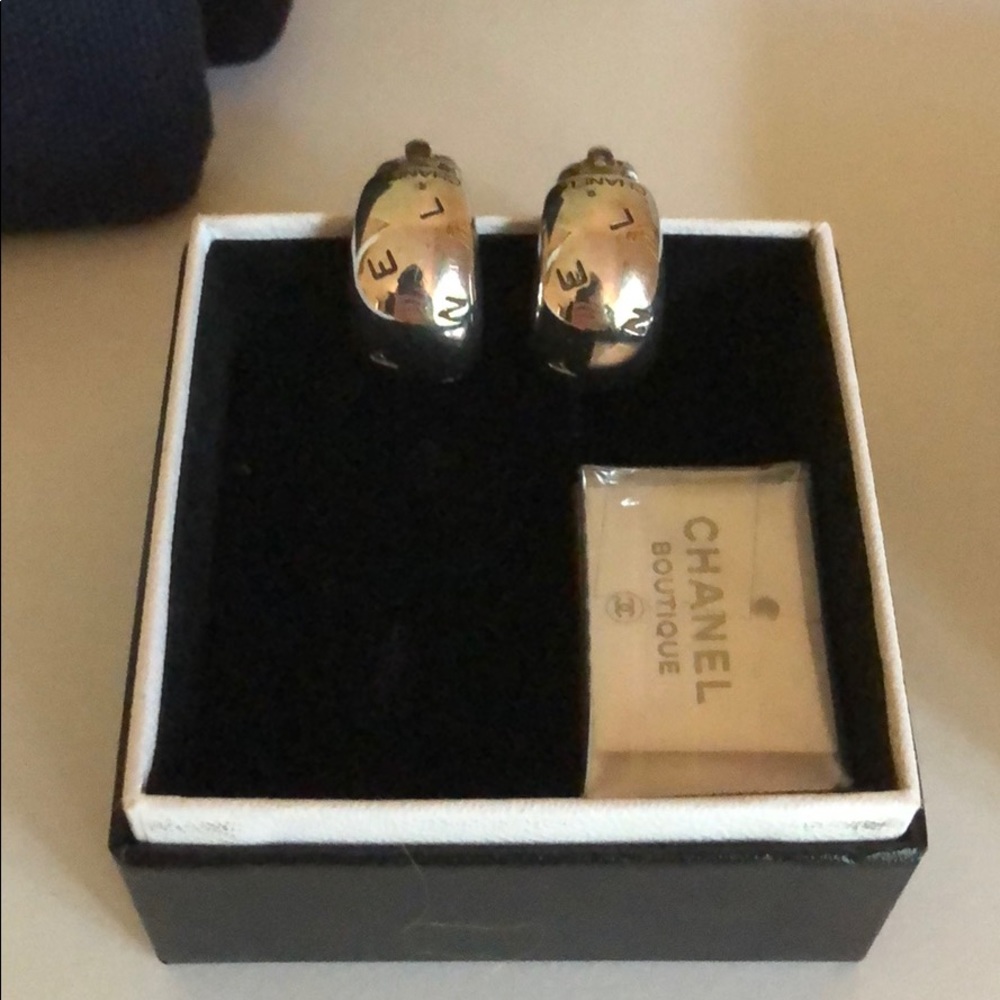 Chanel silver clip-on earrings